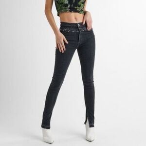 Hudson Baja East Black High Riss Heartbreaker Slim Bootcut Jeans Size 23 NWT